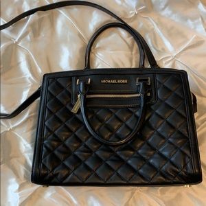 Michael Kors Selma black and gold quilted bag